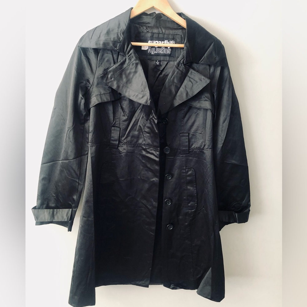 Sugarfly Silken Black Trench Coat